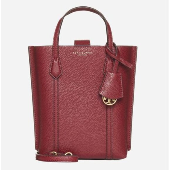 TORY BURCH mini PERRY N/S leather tote Brick NWT - Picture 1 of 5
